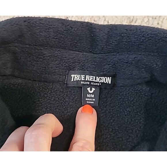 True Religion Lurex Black Polar Fleece Shacket Jacket for Men Size M - Picture 5 of 8